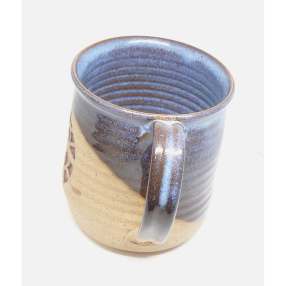 Handcrafted Ceramic Coffee Mug w Blue Glaze & Natural Textured Finish Tea Cross - Picture 2 of 4
